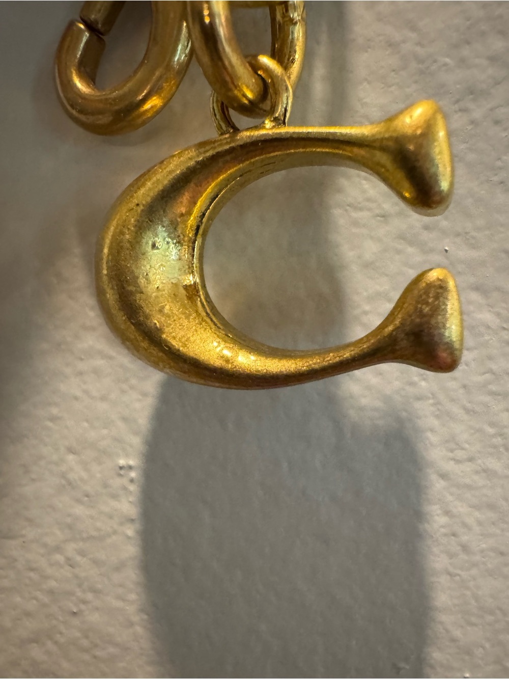 Gold-Tone Letter C Keychain Charm - Picture 3 of 4